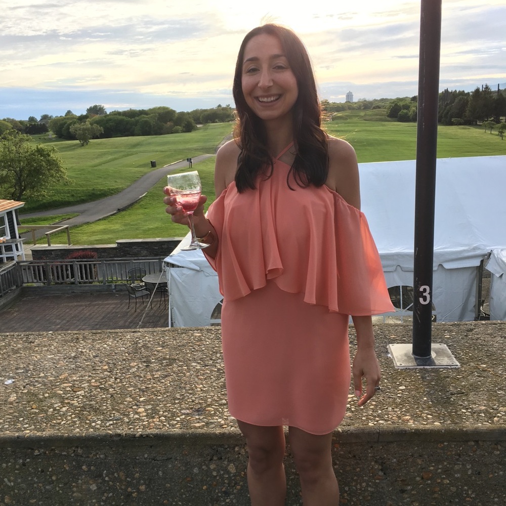 coral cold shoulder dress